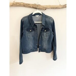 Tribal Jeans Women's Blue Denim Jacket Trucker Style Size LP‎